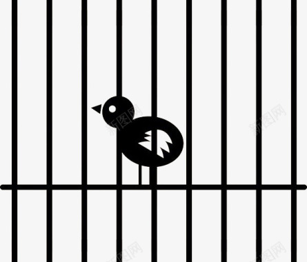 约束自由笼子里的小鸟图标图标