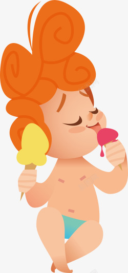 吃冰激凌的狐狸吃冰激凌女士夏季的卡通人物矢量图高清图片