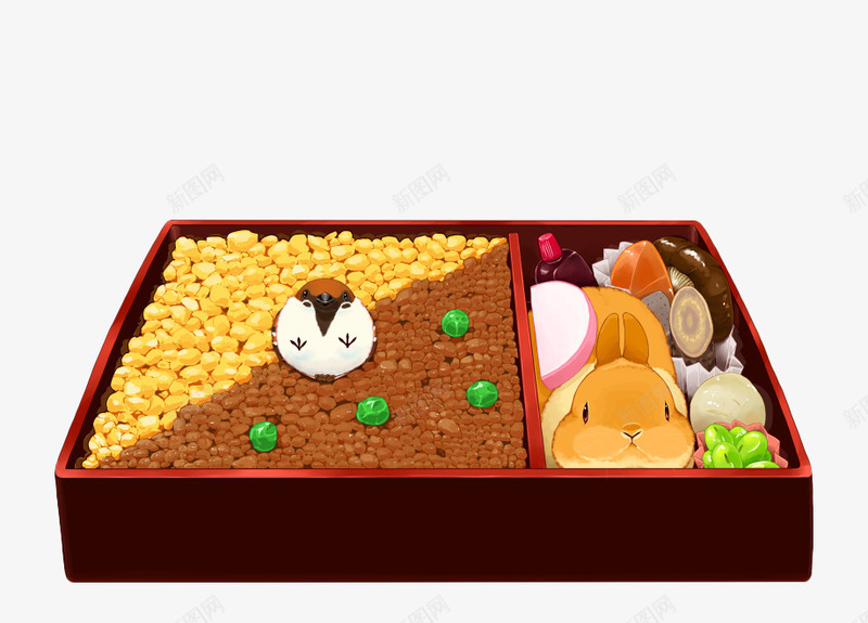 手绘食物餐盘与小兔子小鸟png免抠素材_新图网 https://ixintu.com 兔子 小鸟 手绘 食物餐盘
