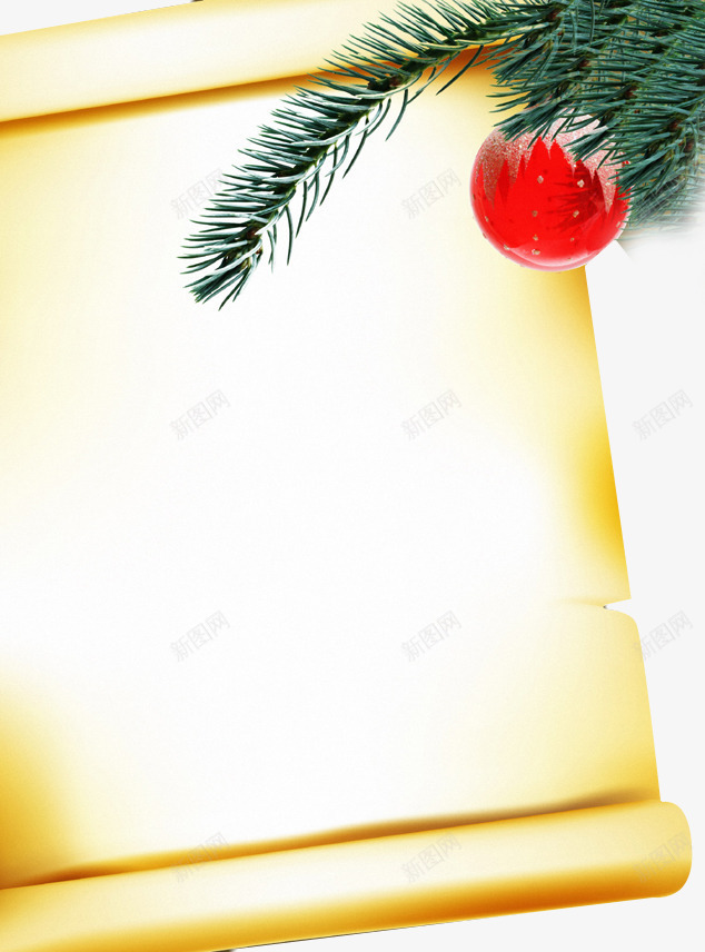 圣诞信纸背景png免抠素材_新图网 https://ixintu.com 圣诞节 心智 松树枝 牛皮纸