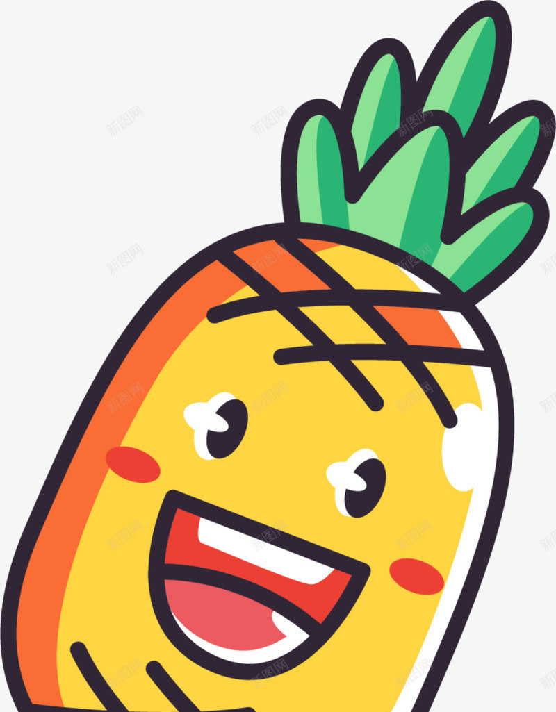 夏季水果卡通菠萝png免抠素材_新图网 https://ixintu.com 一个菠萝 凤梨 卡通菠萝 夏季水果 开心 黄色菠萝