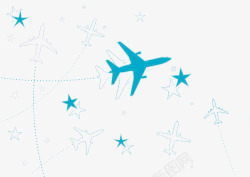 飞机航对蓝色飞机路线高清图片