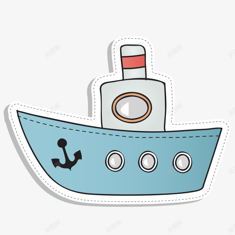 手绘卡通轮船png免抠素材_新图网 https://ixintu.com 儿童玩具 卡通图案 可爱卡通简单小船 船只 轮船