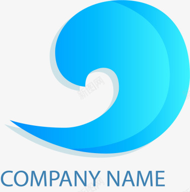 蓝色浪花海浪logo图标图标