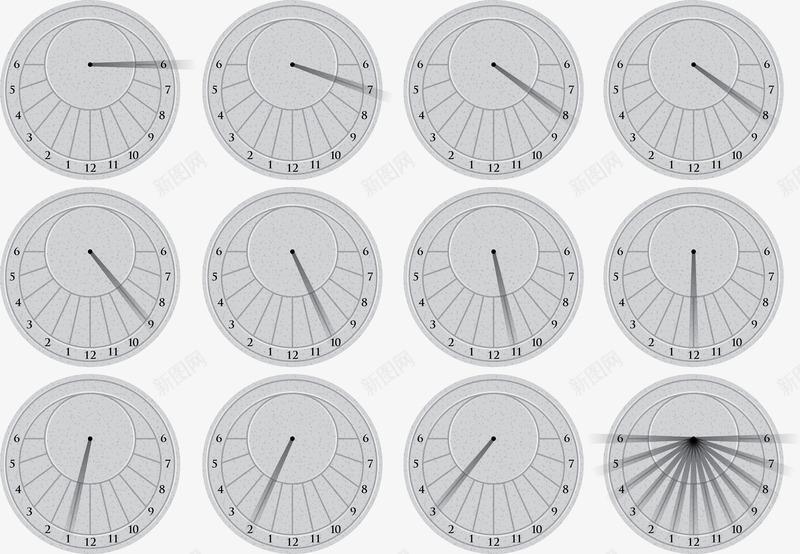 日晷矢量图ai免抠素材_新图网 https://ixintu.com 十二小时 古代时间 投影针 日晷 计时工具 矢量图