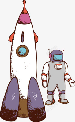 Q版太空飞船卡通可爱婴儿玩具飞船航天员矢量图高清图片
