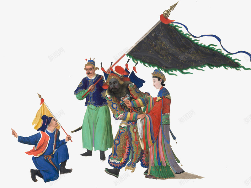 中国戏剧插画png免抠素材_新图网 https://ixintu.com 中国 古代士兵 戏剧 插画 随从