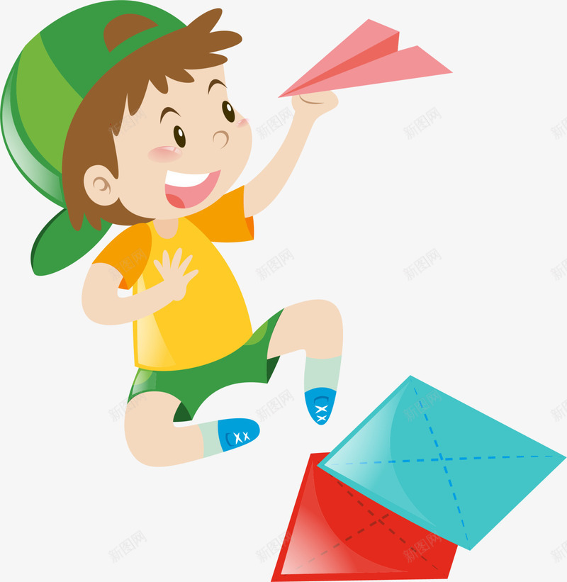 儿童节玩耍的小朋友png免抠素材_新图网 https://ixintu.com 儿童节 害羞 开心 扔纸飞机 活泼的生命 玩耍的小朋友 童趣 纸飞机图案