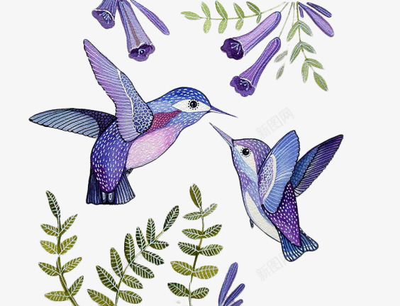 手绘两只相亲相爱的小鸟png免抠素材_新图网 https://ixintu.com 两只 小鸟 手绘 相亲相爱 紫色