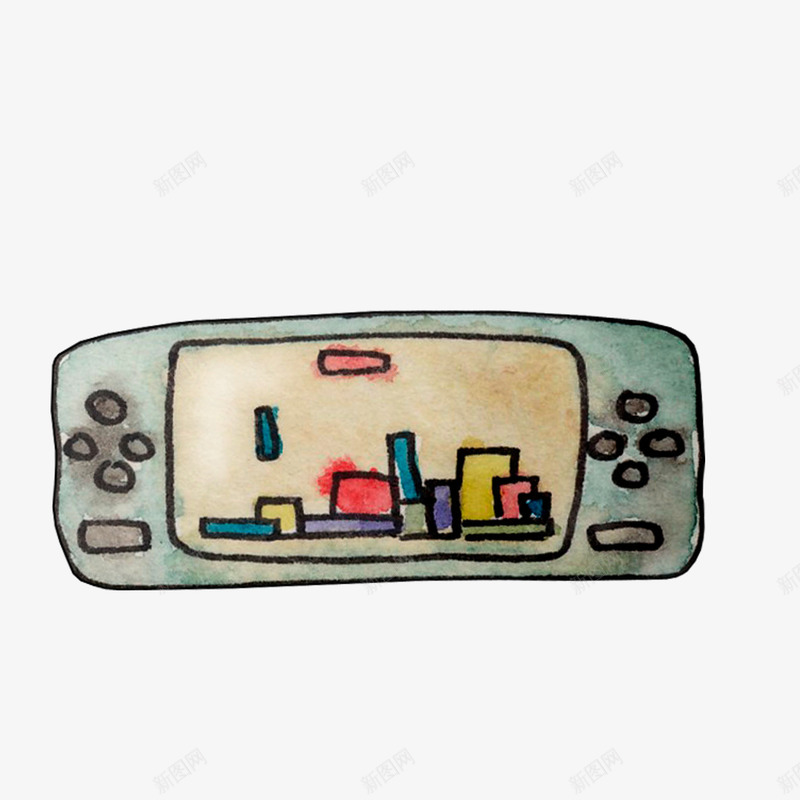 游戏机童年玩具手绘插画png免抠素材_新图网 https://ixintu.com 彩色游戏机 游戏机