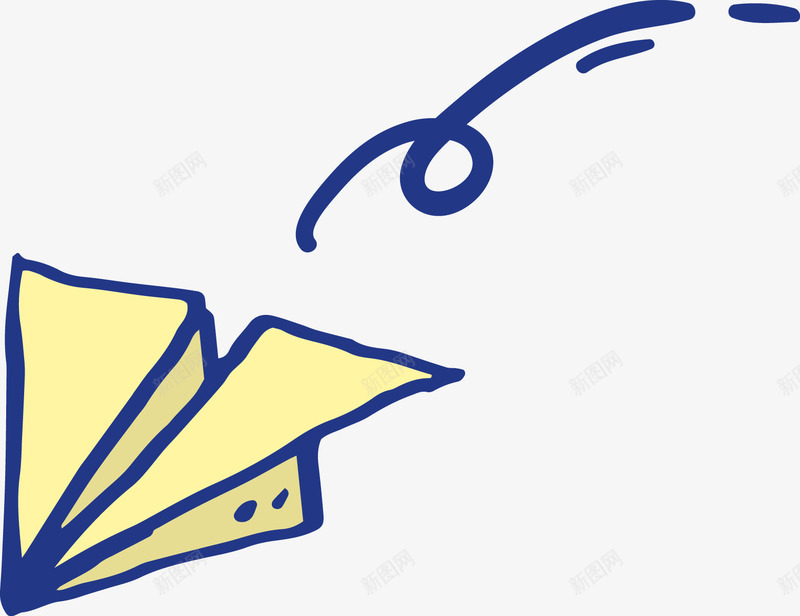 水墨纸飞机png免抠素材_新图网 https://ixintu.com 一个 卡通 手绘 简图 纸飞机 线条 蓝色 黄色