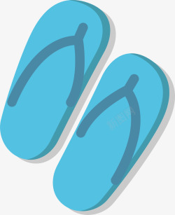 蓝色拖鞋童鞋蓝色清凉夏日海滩拖鞋矢量图高清图片
