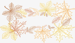 手绘的秋天枫叶标题框花纹素材
