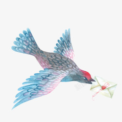 水彩送信小鸟素材