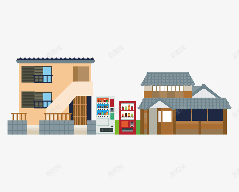 古代房屋和自动售水机png免抠素材_新图网 https://ixintu.com 信件 卡通 古代房屋 古代现代 古风房屋 建筑 自动售水机