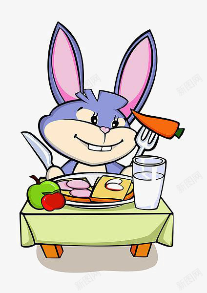 卡通兔子吃胡萝卜png免抠素材_新图网 https://ixintu.com 卡通兔子 吃胡萝卜 牛奶 苹果