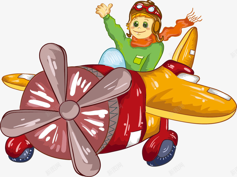 卡通可爱飞机孩子儿童矢量图ai免抠素材_新图网 https://ixintu.com 儿童 卡通 可爱 孩子 飞机 矢量图