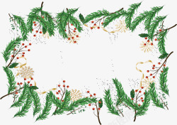 圣诞节松树枝雪花边框素材