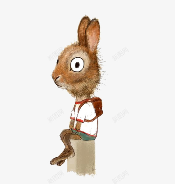 拟人兔子png免抠素材_新图网 https://ixintu.com 上学 书包 兔子 动物 卡通 可爱 手绘 拟人 插画