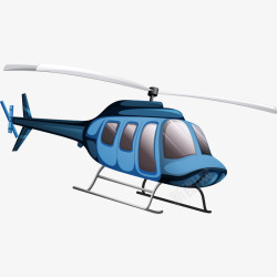 矢量直升飞机手绘清新蓝色直升飞机矢量图高清图片