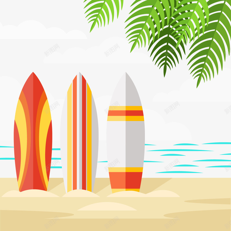 夏季沙滩冲浪板png免抠素材_新图网 https://ixintu.com 冲浪 夏季 夏季素材 沙滩 海滩 海边