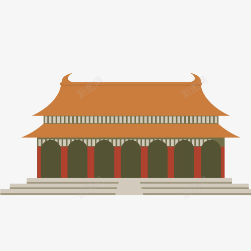 古代建筑矢量图ai免抠素材_新图网 https://ixintu.com 古代建筑 房子 皇宫 矢量图