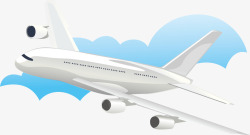 春运客机快速飞行的白色飞机高清图片