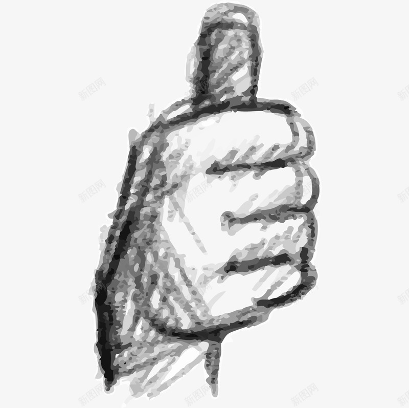 卡通手绘竖大拇指手势图标png_新图网 https://ixintu.com 手势 手指 手绘手势 真棒 竖大拇指 素描