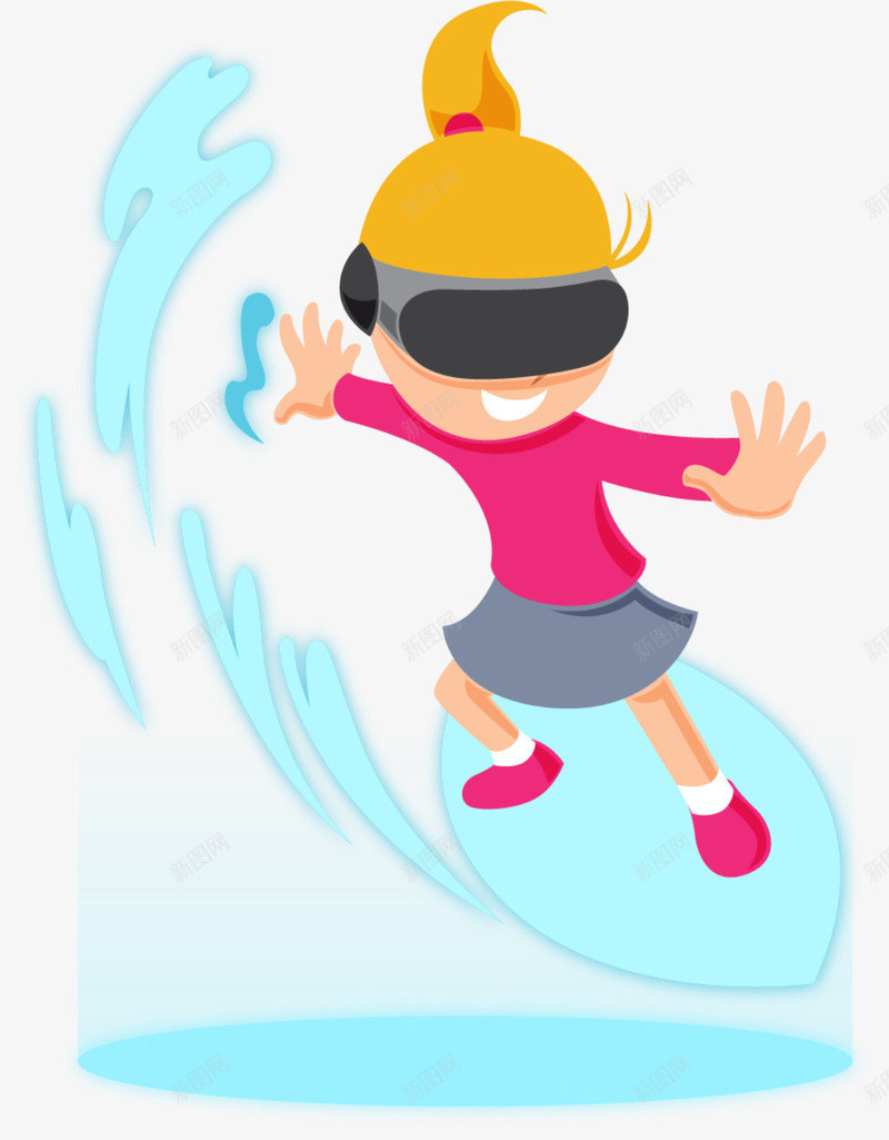激情冲浪的小女孩png免抠素材_新图网 https://ixintu.com 冲浪运动 夏季 小女孩 戴着vr眼镜 激情冲浪 虚拟眼镜