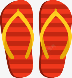 海边红色卡通沙滩拖鞋高清图片