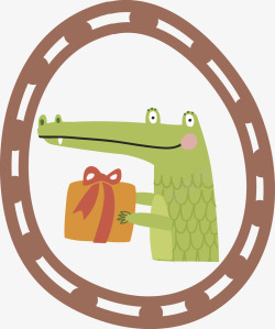 浣庡卡通动物鳄鱼相框矢量图高清图片