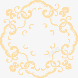 中国风铜钱小标签装饰黄色中国风曲线花纹高清图片