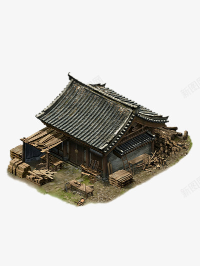 房子png免抠素材_新图网 https://ixintu.com 中国风楼房 古代院子 复古房子 房地产