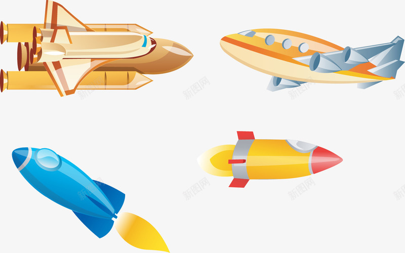 卡通科技飞机飞船矢量图ai免抠素材_新图网 https://ixintu.com 儿童节 卡通 科技 装饰元素 飞机 飞船 矢量图