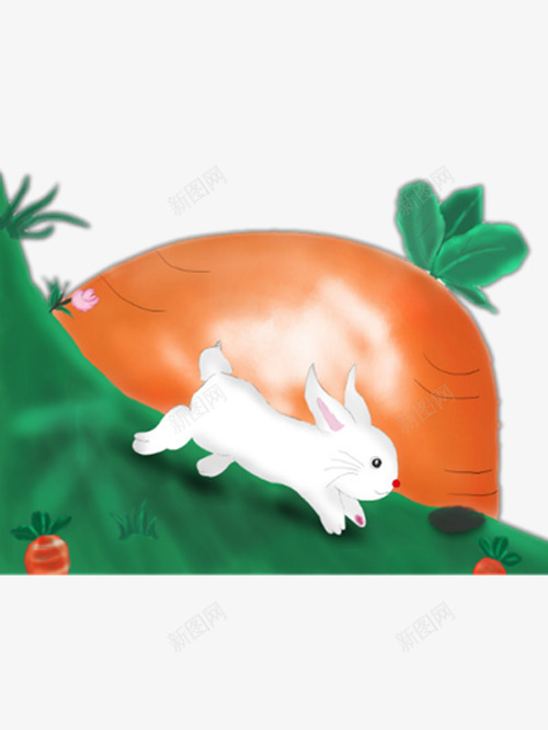 手绘兔子和萝卜png免抠素材_新图网 https://ixintu.com 小兔子 手绘 漂亮的兔子 白色的兔子