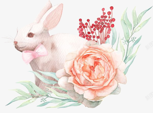 古典小兔子png免抠素材_新图网 https://ixintu.com 古典 小兔子 手绘 水彩 通话