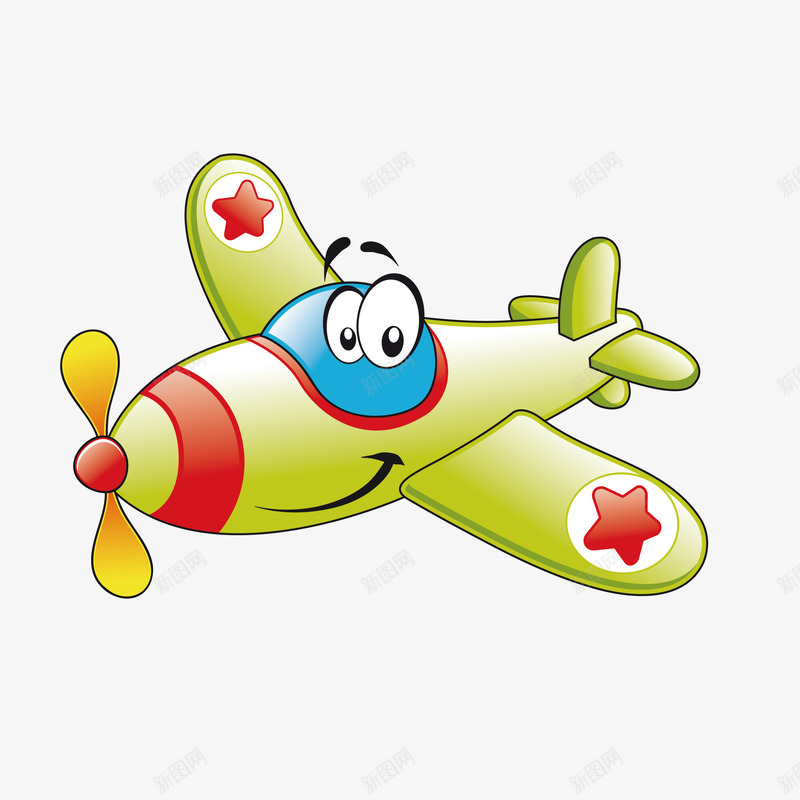 卡通飞机png免抠素材_新图网 https://ixintu.com 卡通 卡通人物 卡通飞机 拟人化 插画 飞机