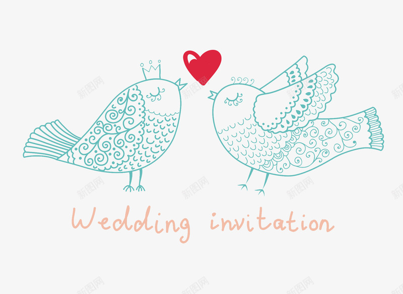 两只小鸟的爱情装饰图案图标png_新图网 https://ixintu.com logo 卡通 卡通艺术字 小鸟 爱情 爱没有距离 装饰图案