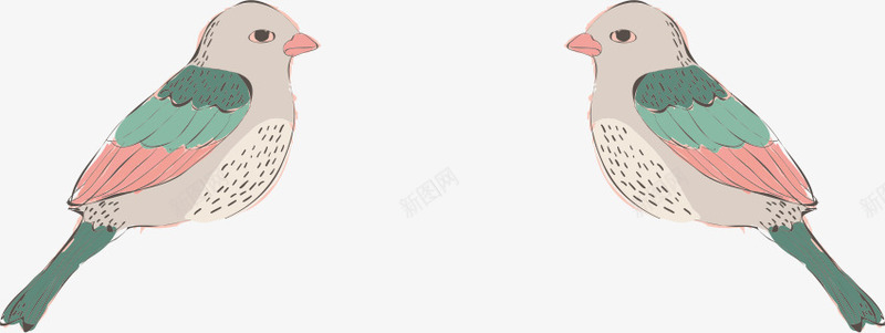 手绘鸟矢量图ai免抠素材_新图网 https://ixintu.com 一对小鸟 中国风 小清新 手绘素材 鸟 矢量图