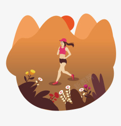 秋季健身秋天全民健身日跑步插画高清图片