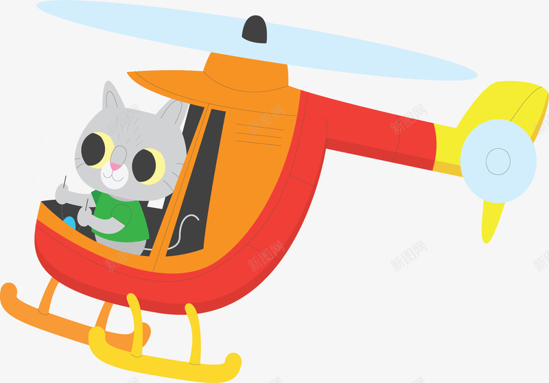 卡通开飞机的猫咪矢量图ai免抠素材_新图网 https://ixintu.com 卡通猫咪 开飞机 猫咪 直升飞机 矢量png 飞行员猫咪 矢量图