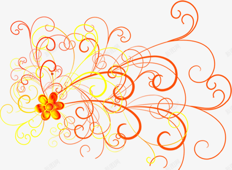 黄红色丝带花朵装饰png免抠素材_新图网 https://ixintu.com 丝带 红色 花朵 装饰