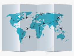 蓝色飞行路线世界地图册高清图片
