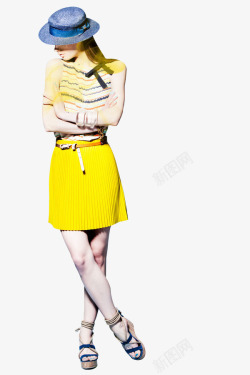 黄色夏季裙子模特素材