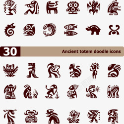 装饰30种古代图腾矢量图素材
