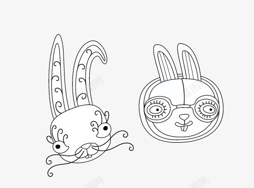 小孩子喜欢的简笔画png免抠素材_新图网 https://ixintu.com 兔子 可爱的兔子 有胡子的兔子 黑白