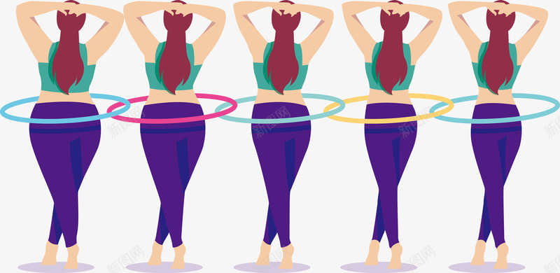 呼啦圈png免抠素材_新图网 https://ixintu.com 卡通 女性 瘦身曲线 紫色 线条