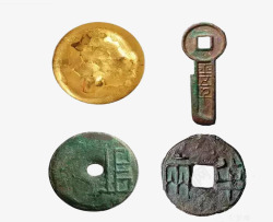 小圆孔古代钱币片高清图片
