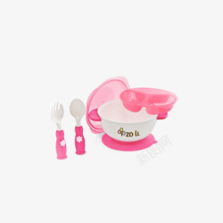 粉色的美国印象美国可固定喂养儿童餐具组合粉高清图片
