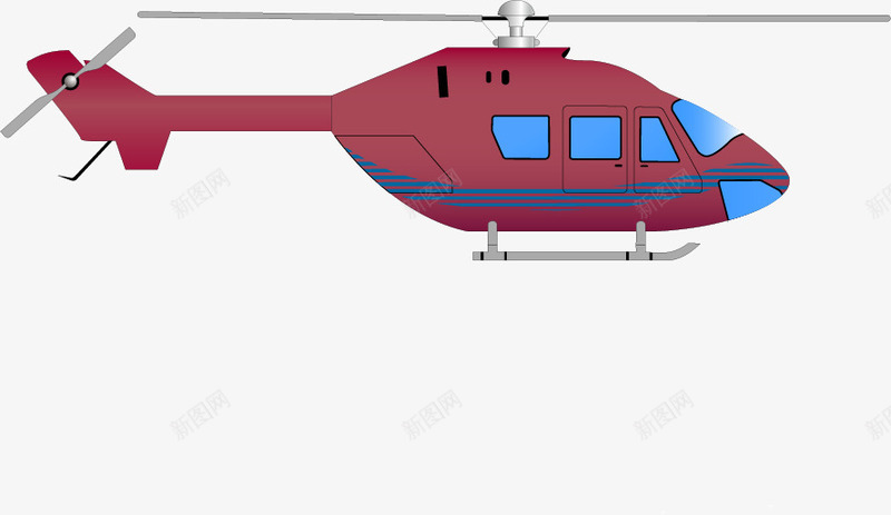 飞机png免抠素材_新图网 https://ixintu.com 免费矢量下载 插画 直升机 红色 飞机
